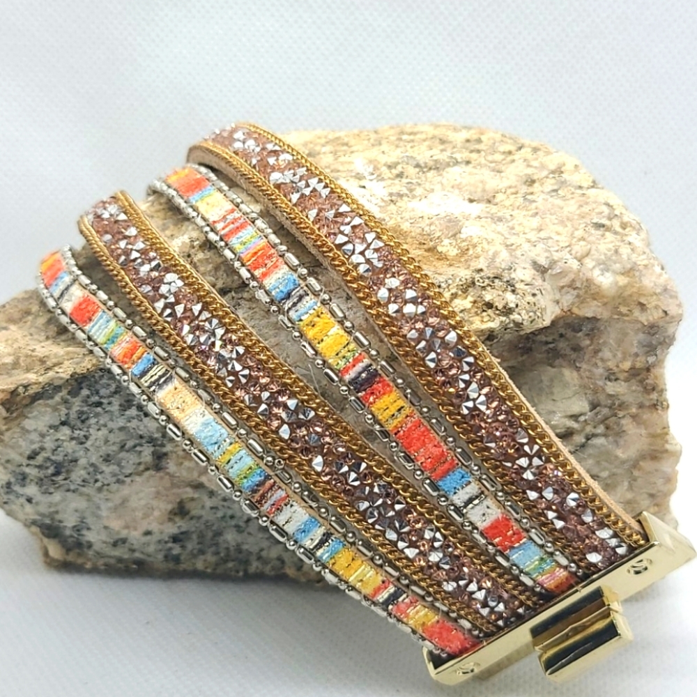 💥4/$20 SPARKLE faux leather Embellished Bracelet